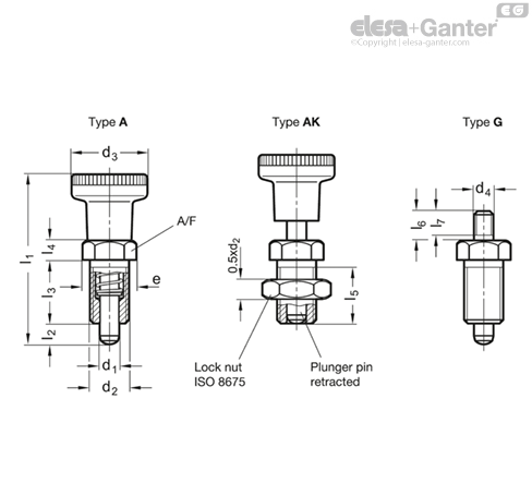 GN 617-NI Indexing Plungers Stainless Steel with plastic knob